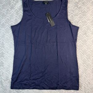 TALBOTS Womens M Top Shirt Blouse Sleeveless Navy Blue NWT New Tank NICE LOOK
